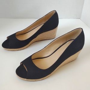 Bandolino Nuri Canvas Peep Toe Wedge Heel Espadrilles Size 7